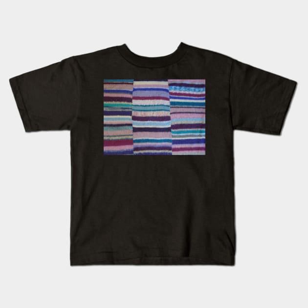 vintage style colorful hand knitted stripes Kids T-Shirt by pollywolly